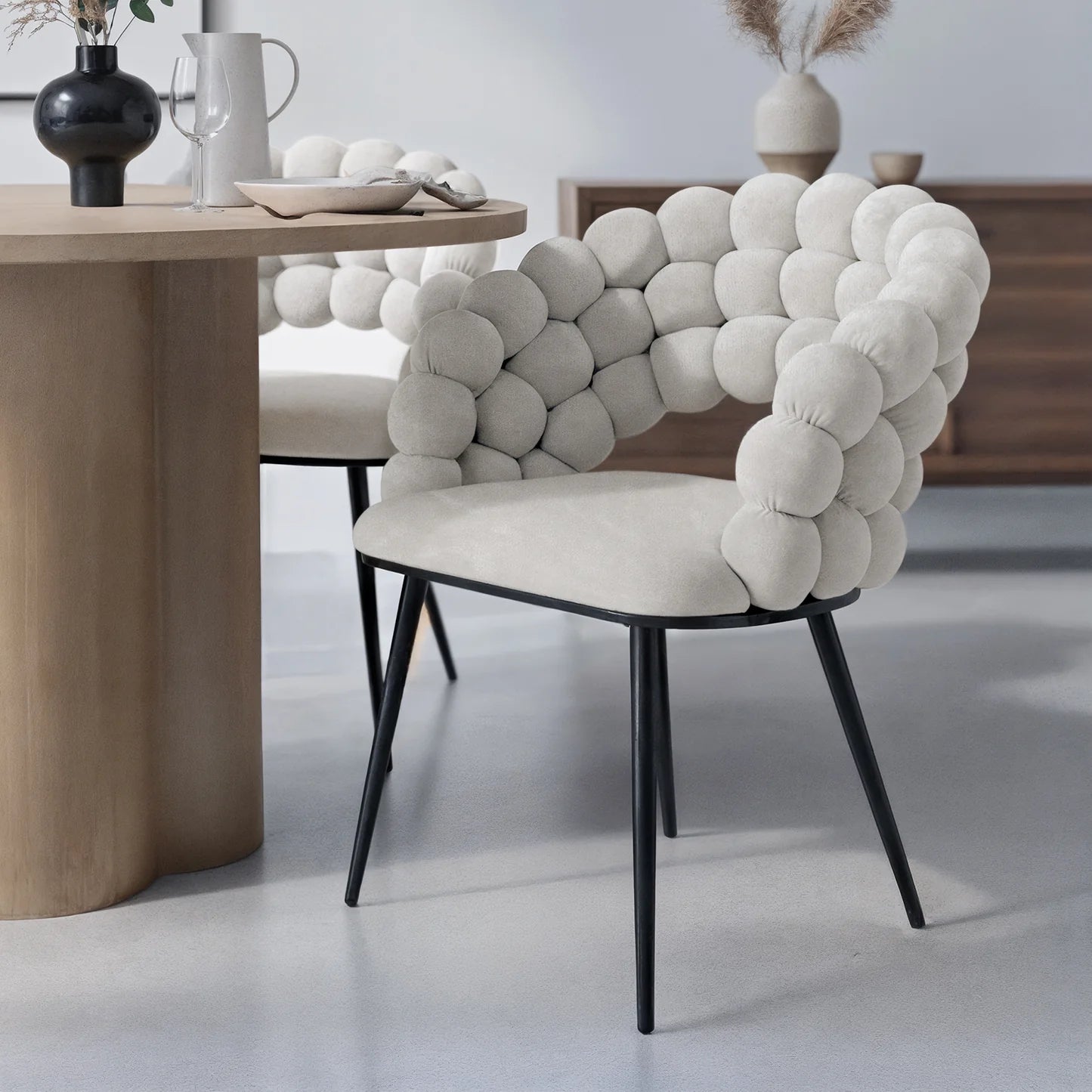 Claudine curved velvet dining chairs Beyond Living