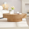 Close-up natural timber grain handmade drum table