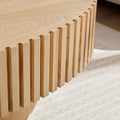Close-up natural timber grain handmade drum table