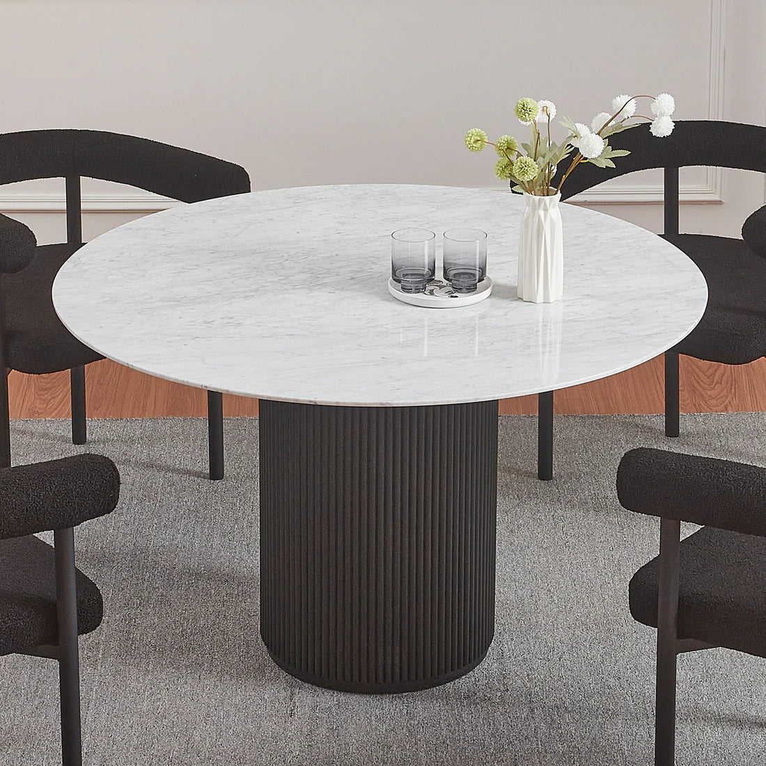 Contemporary round dining table setup