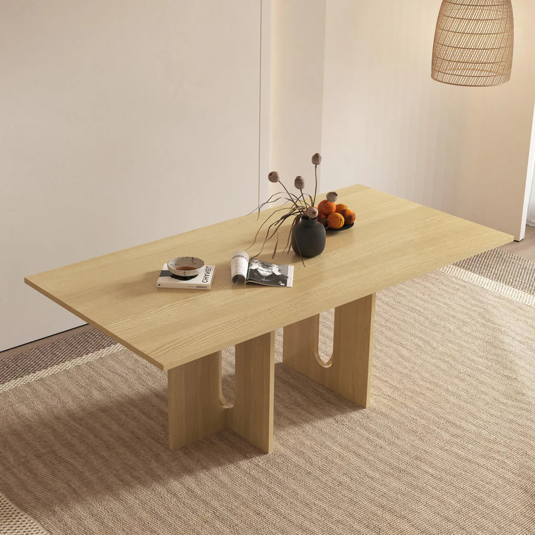 Contemporary timber dining table setup