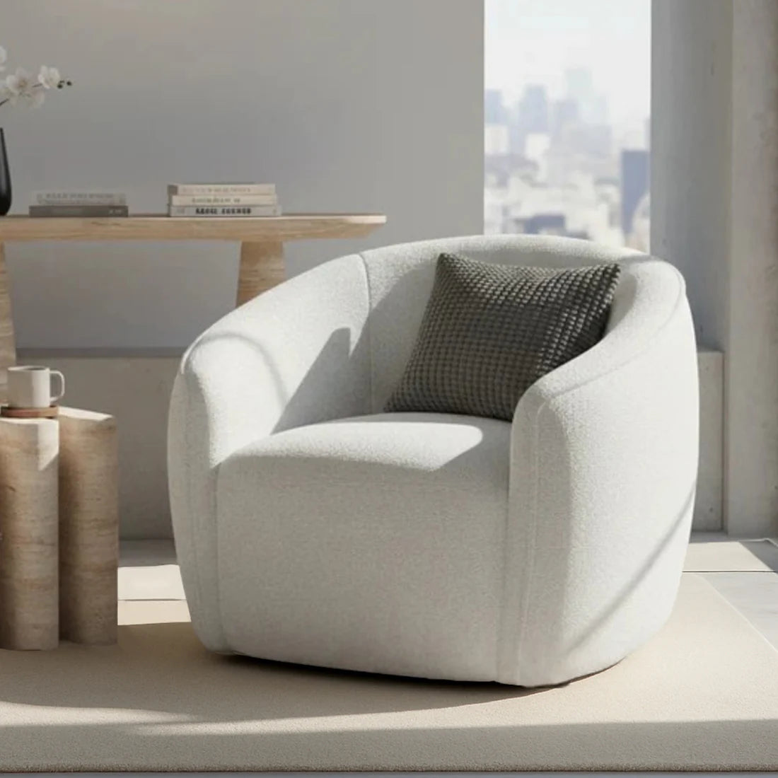 Cream boucle accent chair Australia