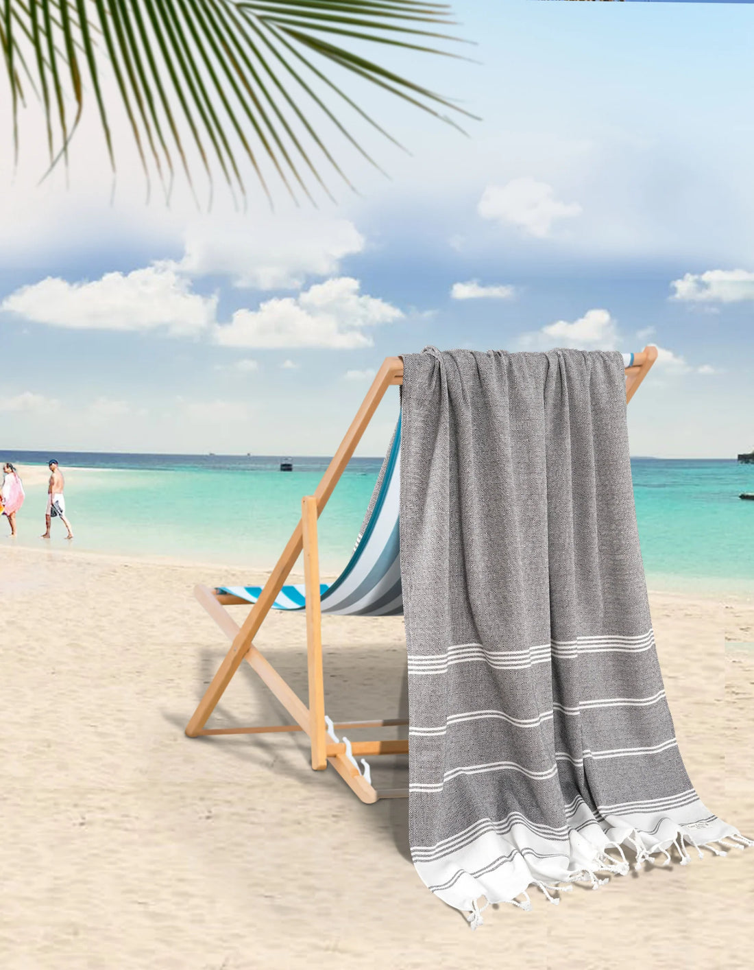 Set of 2 Diamond Turkish Beach Towels - Ebony