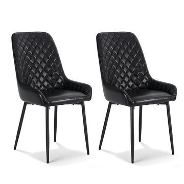Artiss 2x Retro PU Leather Dining Chairs Black