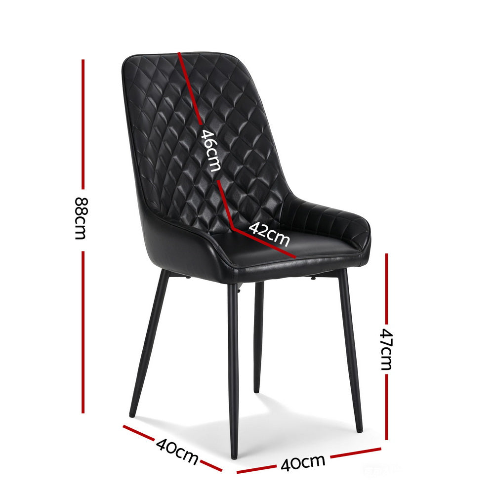 Artiss 2x Retro PU Leather Dining Chairs Black