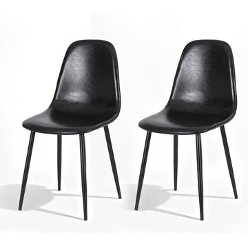 Artiss 2x Retro PU Leather Dining Chairs Black