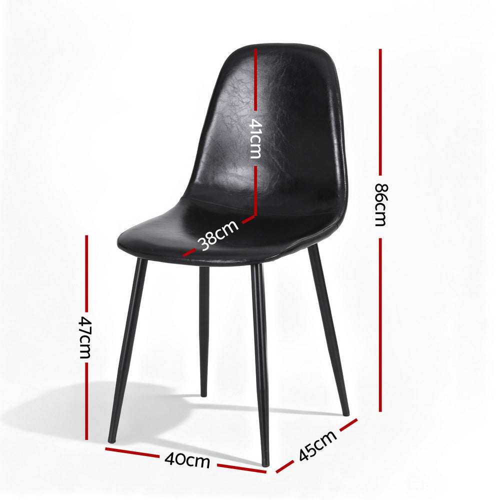 Artiss 2x Retro PU Leather Dining Chairs Black