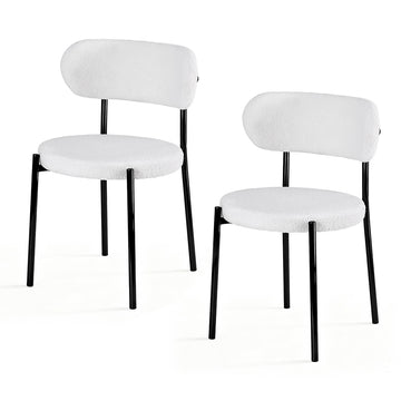 Artiss 2x Sherpa Boucle Dining Chairs – White