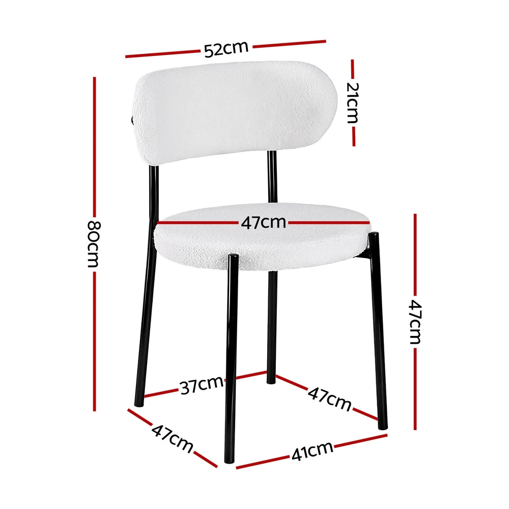 Artiss 2x Sherpa Boucle Dining Chairs – White