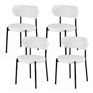 Artiss 4x Sherpa Boucle Dining Chairs – White