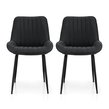 Artiss 2x Retro PU Leather Dining Chairs Black