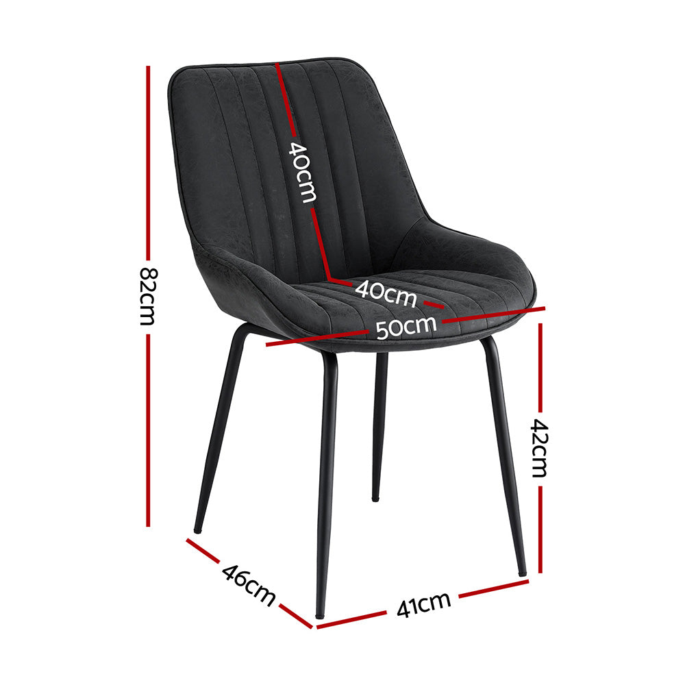Artiss 2x Retro PU Leather Dining Chairs Black
