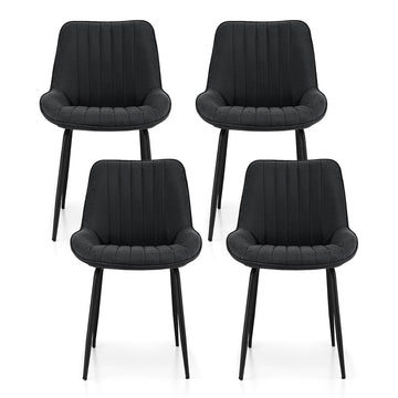 Artiss 4x Retro PU Leather Dining Chairs Black