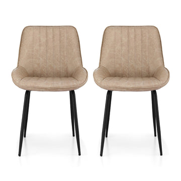 Artiss 2x Retro PU Leather Dining Chairs Khaki