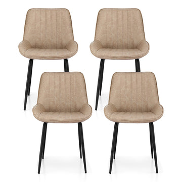 Artiss 4x Retro PU Leather Dining Chairs Khaki