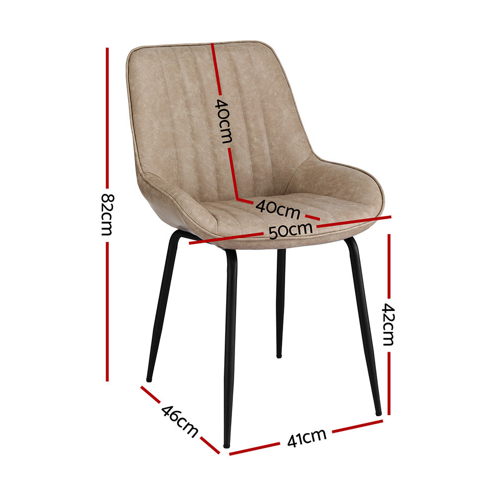 Artiss 4x Retro PU Leather Dining Chairs Khaki