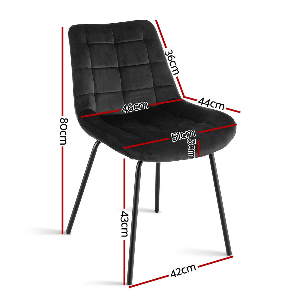 Artiss 2x Velvet Dining Chairs Black