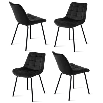 Artiss 4x Velvet Dining Chairs Black