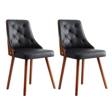 Artiss 2-Piece Black PU Dining Chair Set