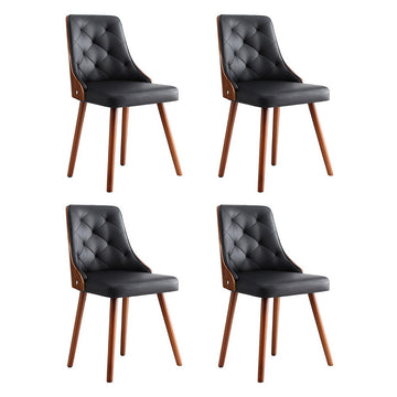 Artiss 4x Black PU Leather Dining Chairs