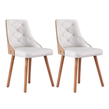 Artiss 2-Piece White PU Dining Chair Set