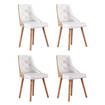 Artiss 4-Piece White PU Dining Chair Set