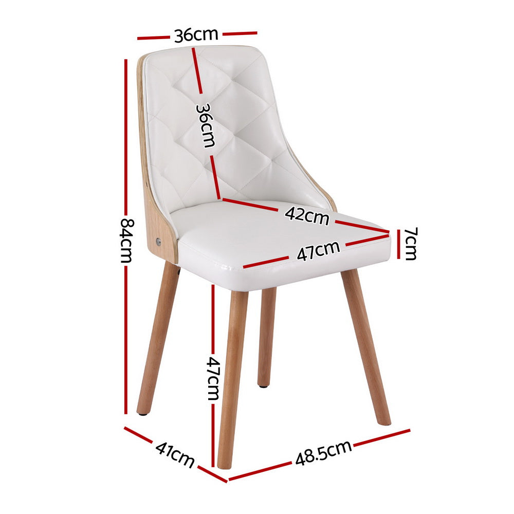 Artiss 4-Piece White PU Dining Chair Set