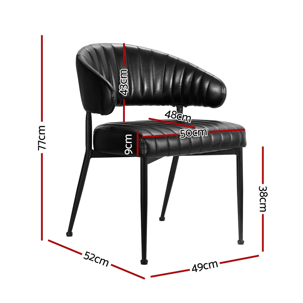 Artiss 2x Leather Hollow Arm Dining Chairs Black
