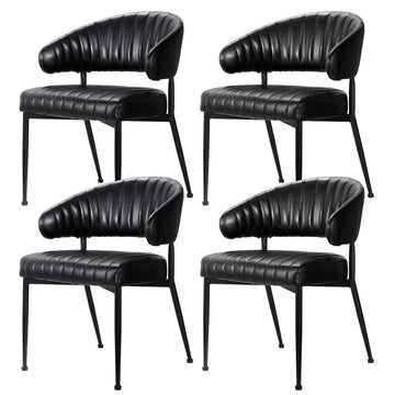 Artiss 4x Leather Hollow Arm Dining Chairs Black