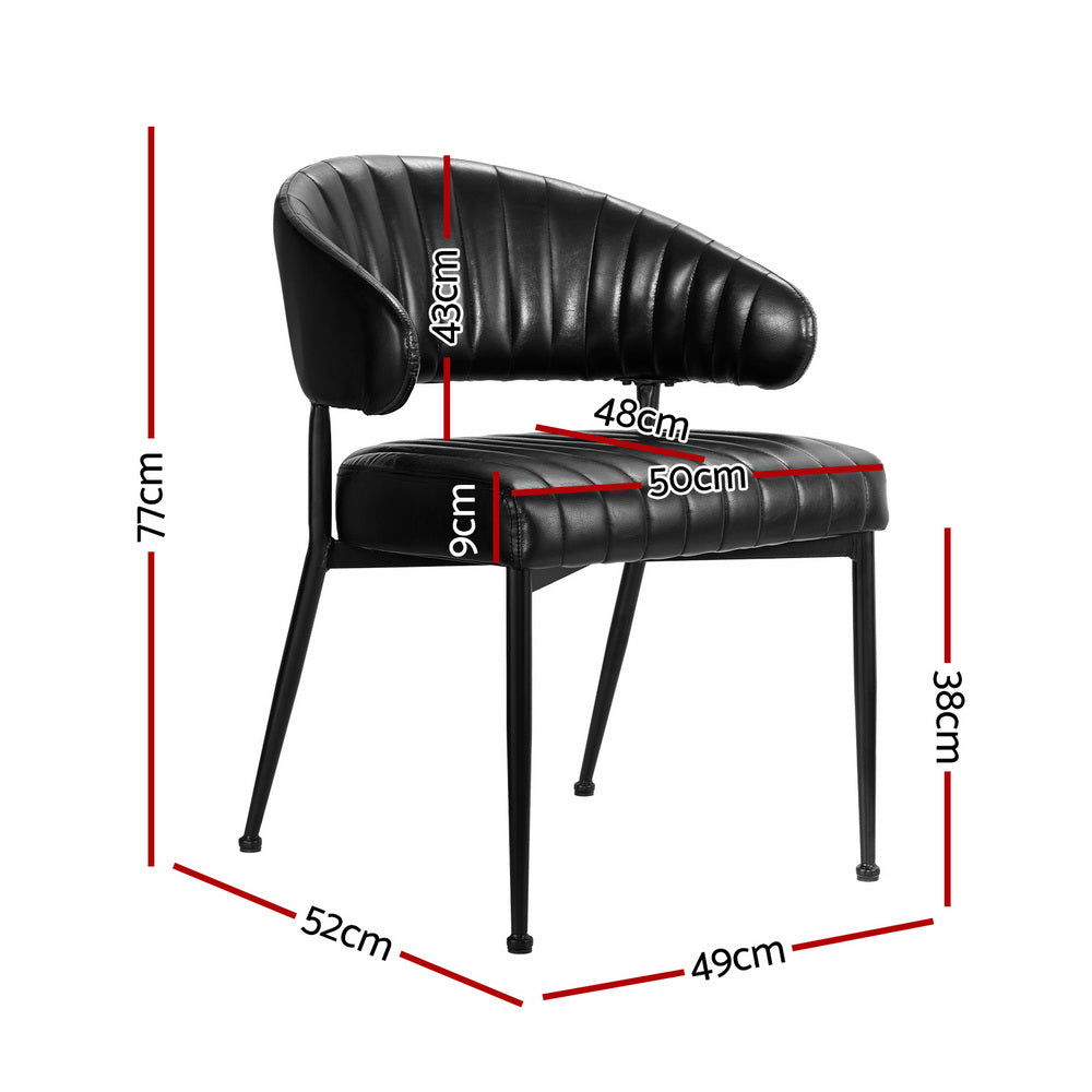 Artiss 4x Leather Hollow Arm Dining Chairs Black