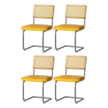Artiss 4x Velvet Rattan Cantilever Dining Chairs