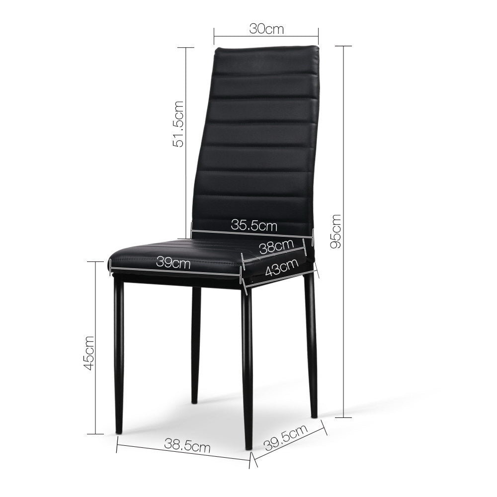Artiss 4x Black PVC Leather Dining Chairs
