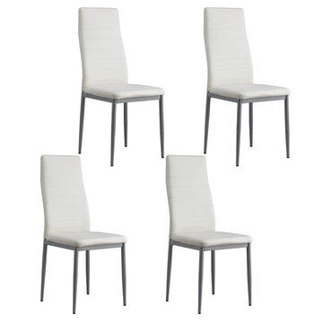 Artiss 4x Leather Channel Tufted Dining Chairs White