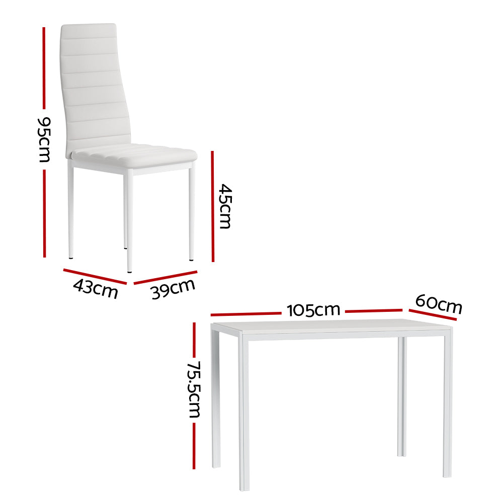 Artiss 5 Piece White Dining Table & Chair Set