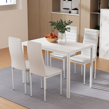 Artiss 5 Piece White Dining Table & Chair Set