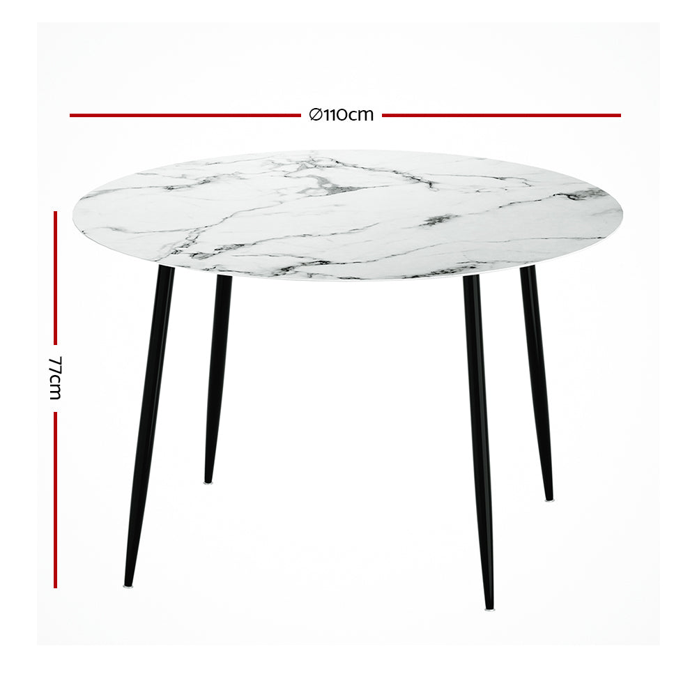 Artiss 110CM Round Marble Effect Dining Table