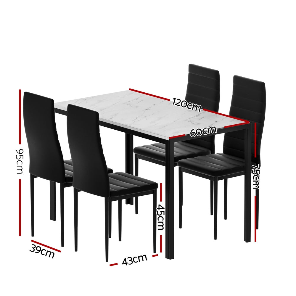 Artiss Marble Effect Dining Set 5 Piece