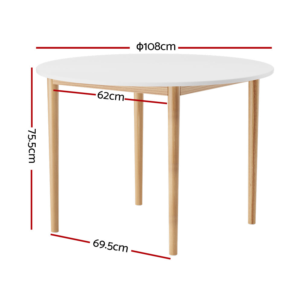 Artiss Demi Round White Dining Table 108CM