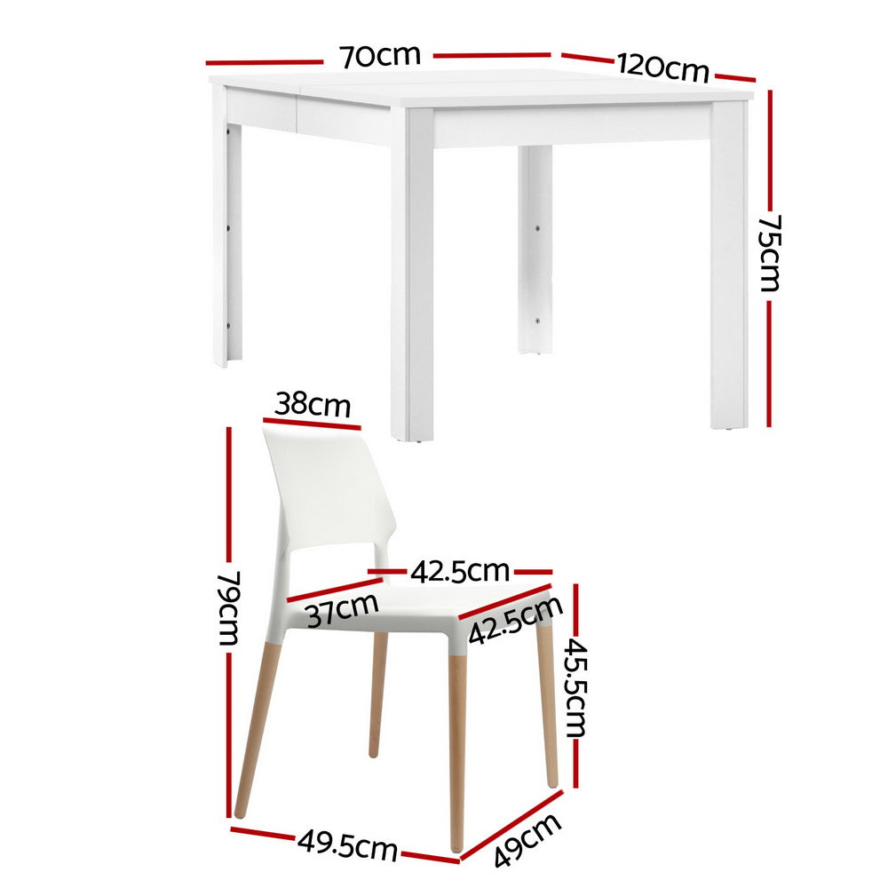 Artiss 5-Piece White Wood Dining Table Set