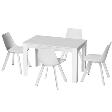 Artiss 5-Piece White Rectangle Dining Table Set