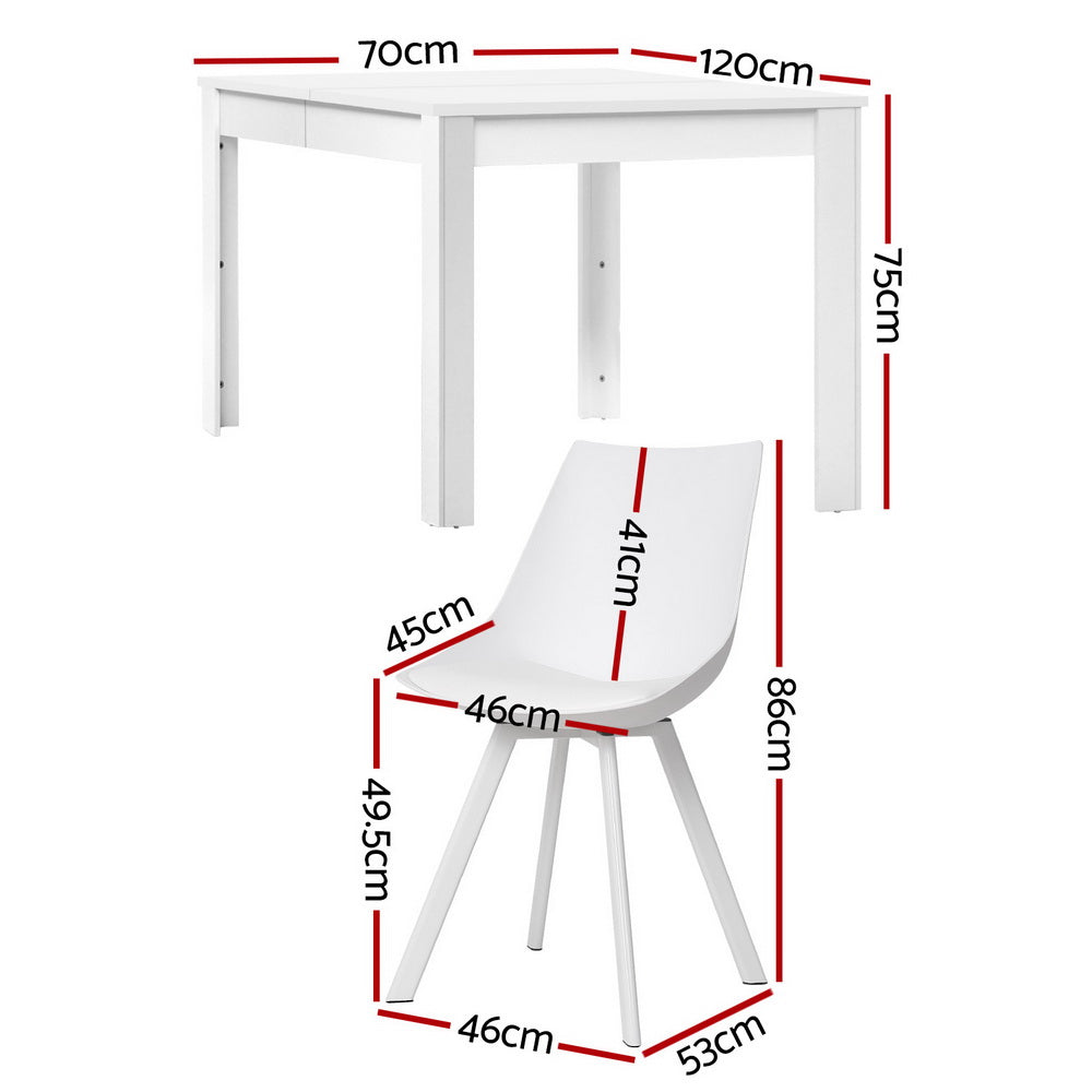 Artiss 5-Piece White Rectangle Dining Table Set