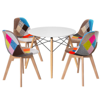 Artiss DSW White Dining Table & 4 Chairs Set