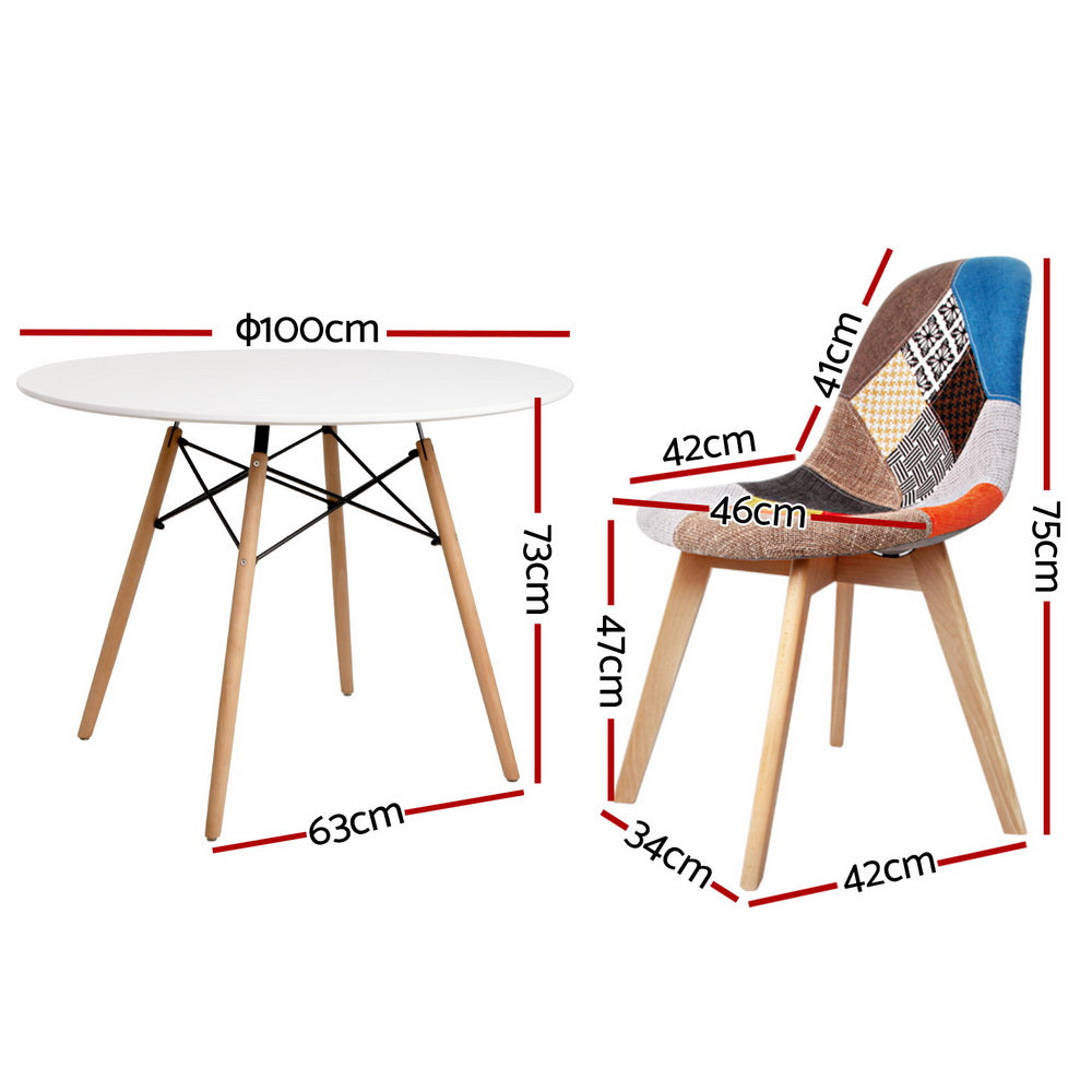 Artiss DSW White Dining Table & 4 Chairs Set