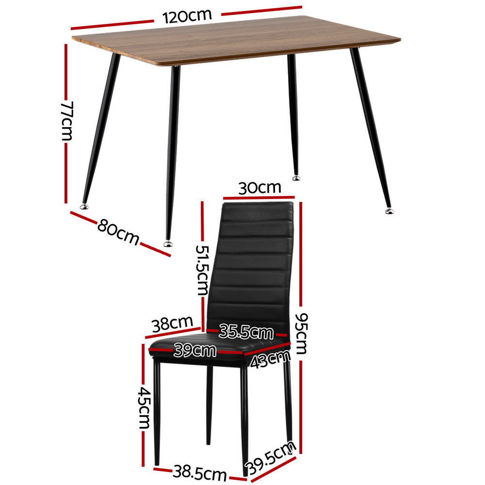 Artiss 5-Piece Rectangle Metal Dining Table Set