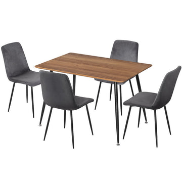 Artiss 5-Piece Grey Velvet Dining Table Set