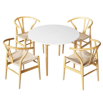 Artiss Wishbone Dining Table & Chairs Set