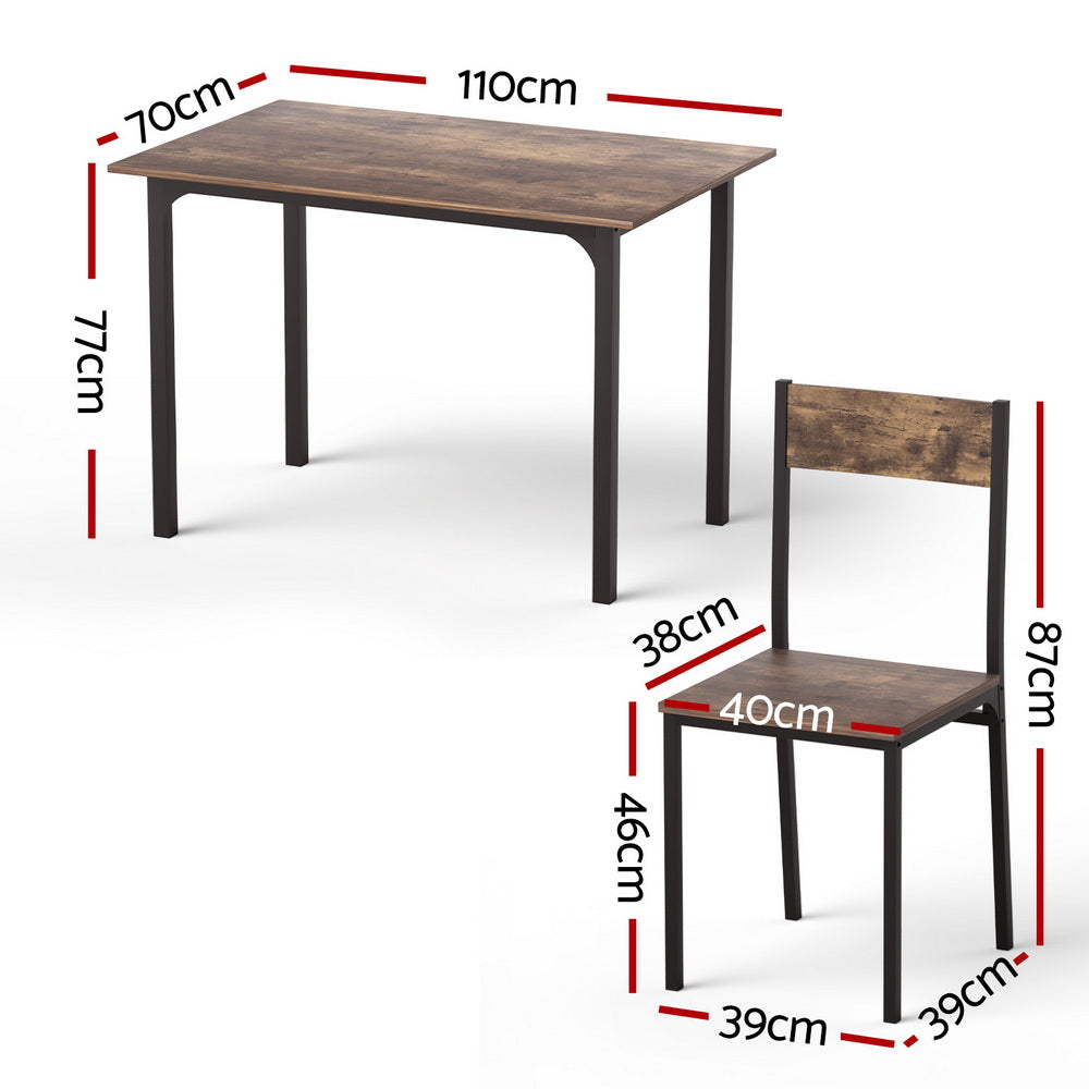 Artiss 5-Piece Rustic Brown Dining Set