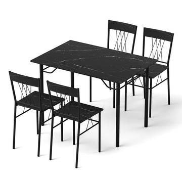 Artiss 5-Piece Black Marble Dining Set