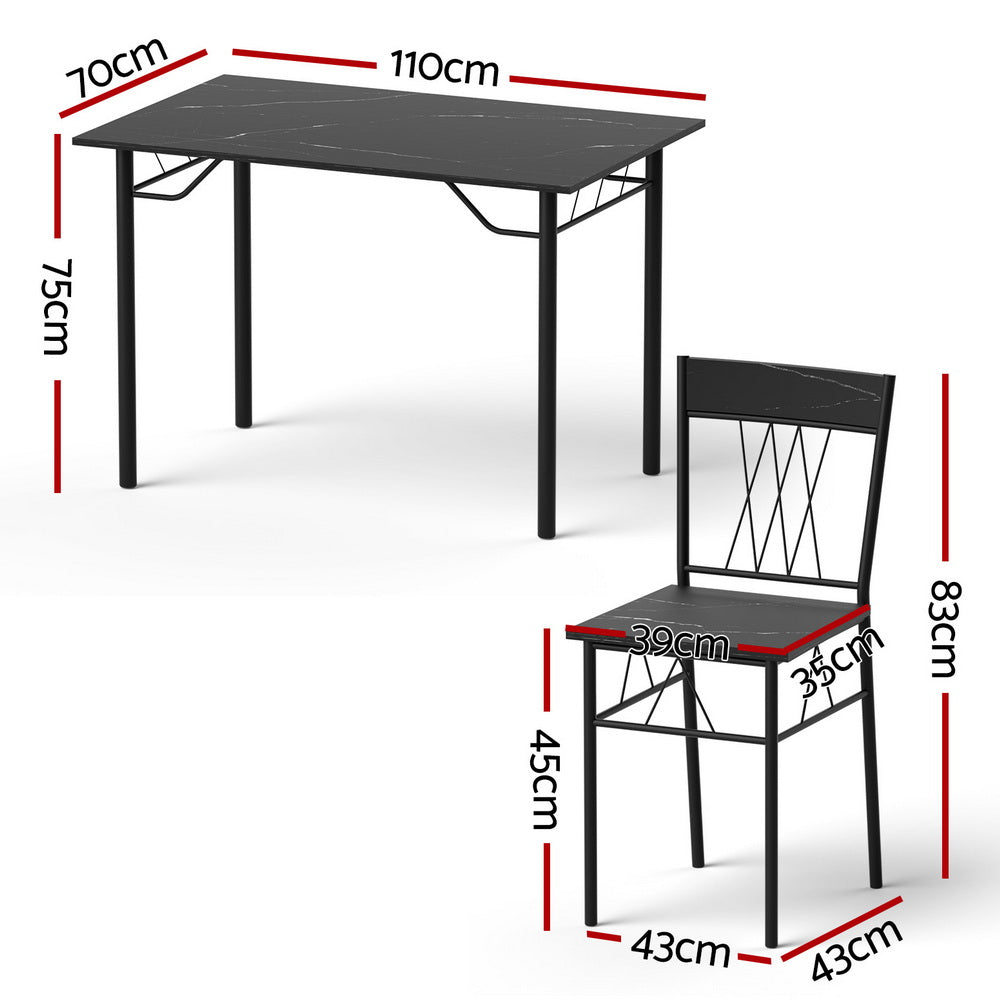 Artiss 5-Piece Black Marble Dining Set