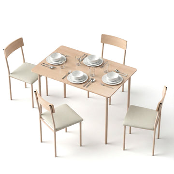 Artiss 5-Piece Natural Beige Scandi Dining Set